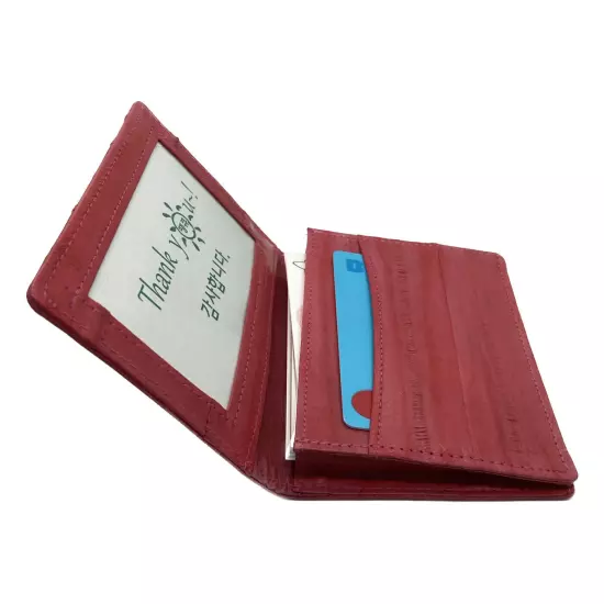 Genuine Eel Skin Leather Business Card ID Wallet Credit Card Case