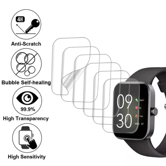 Screen Protector Compatible with ASWEE P4 1.85 inches Smart Watch, Soft TPU, 6 