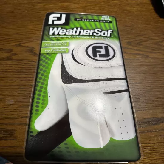 1 Footjoy FJ WeatherSof Men's Right Golf Glove White/Black Sz Medium 1 Pack NEW