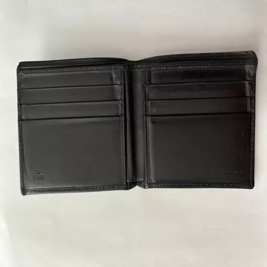 Authentic Fendi Black Leather Bi-Fold Wallet