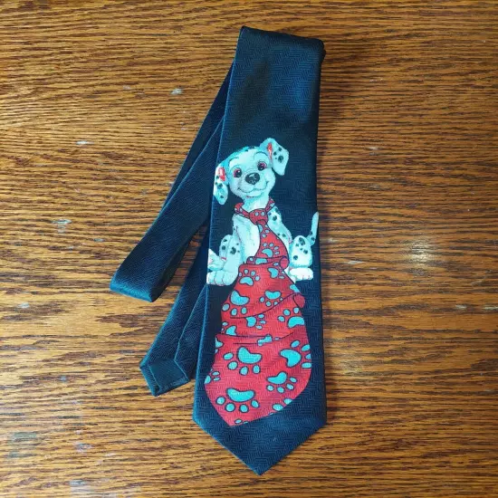 Walt Disney 101 Dalmatians Vintage Mens Neck Tie Dog Wearing Tie Collectable 