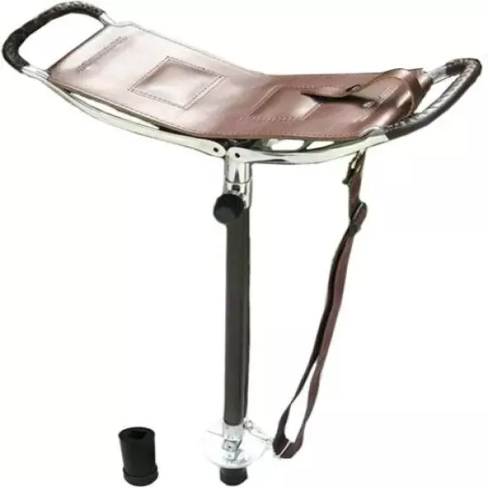 BROWN STRONG LEATHER SHOOTING SEAT STICK RACING FOLDING SEAT SHOWS CHAIR STOOL