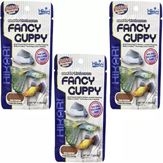 (3 Pack) Hikari Usa Tropical Fancy Guppy For Pet Health, 0.77-Ounce Each