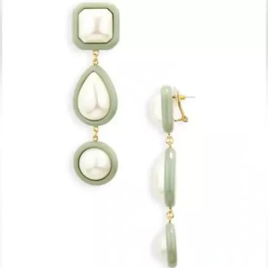 LELE SADOUGHI RESIN PEARL LINEAR EARRINGS in Pearl Fog.