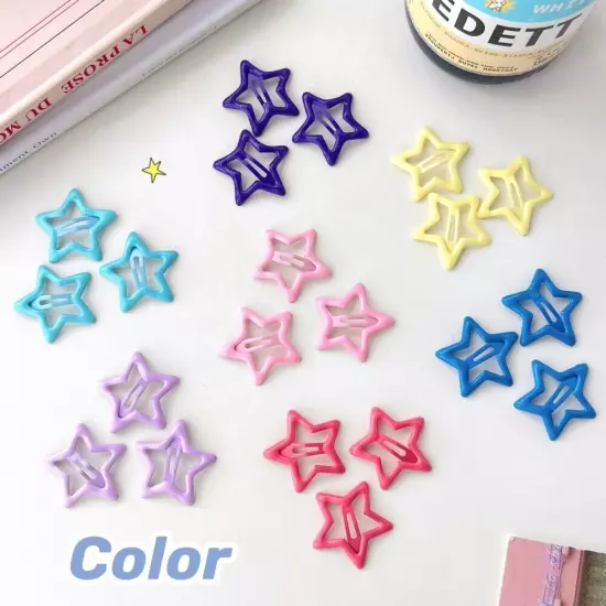 10-100pcs Y2k Star Hair Clips Women Girls Metal BB Snap Hair Pins Barrette