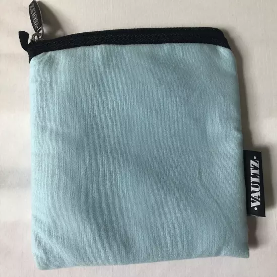 Vaults Light Blue Zip Up Cushion Money Bag 7x8”