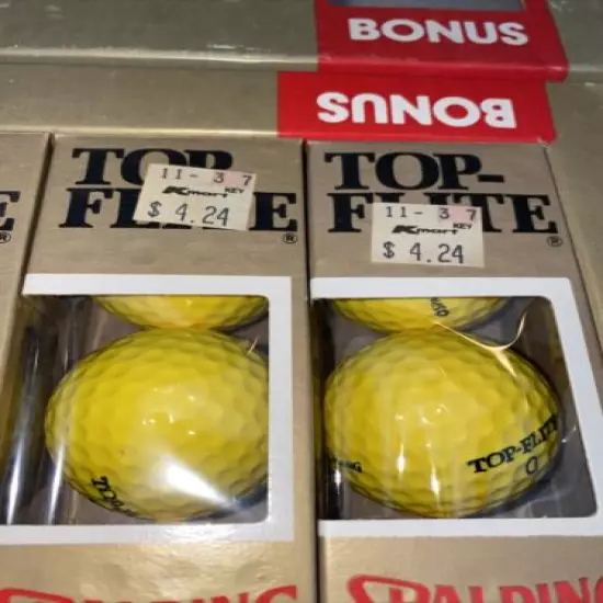 Vintage 1982 Spalding Top-Flite Golf Balls Box of 15 New Old Stock Yelllow