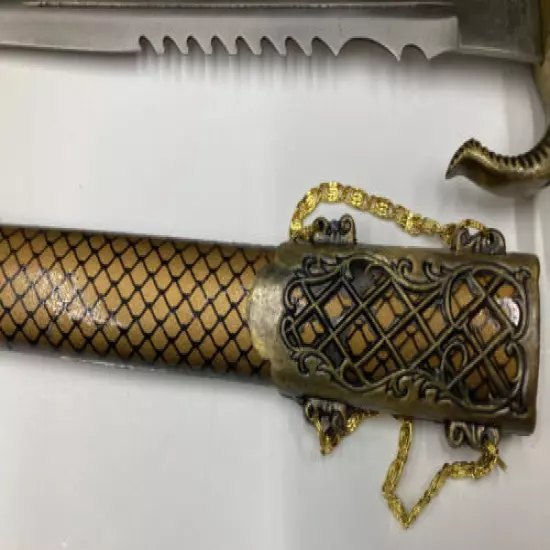 Ceremonial Combination Blade Dagger w/Black and Gold Webbed Sheath HK2088