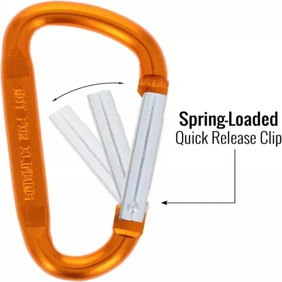 6-Pack Aluminum Multi-Color Carabiner Spring Clip Keychain (Many Sizes, Colors)