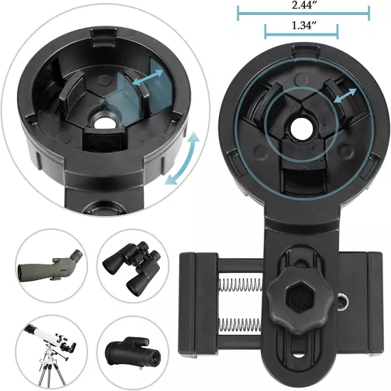 Universal Upgrade Cell Phone Adapter Mount, Quick Aligned Smartphone Digiscoping