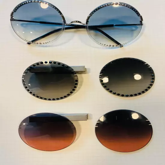 Marc Jacobs 3-in-One Sunglasses Round stones-n-studs-n-ombr Elton John 3 tints!!