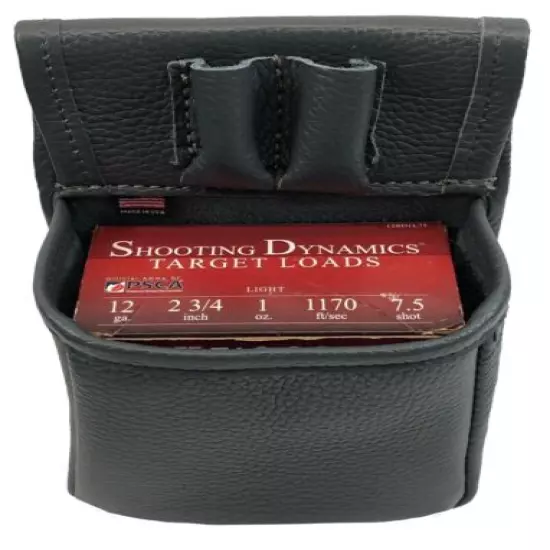 Genuine LEATHER SHOTGUN SHELL SKEET / TRAP SHOOTING POUCH Made in the USA - GRAY