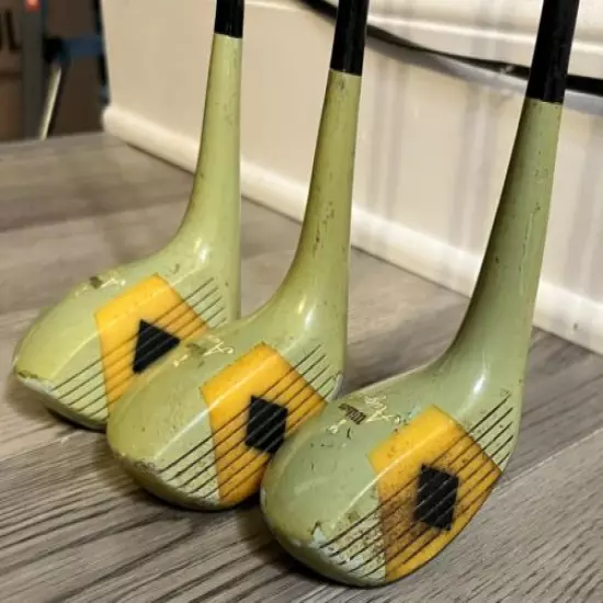 Vintage WILSON AUGUSTA Ladies Right Hand Fairway Woods 1, 3 & 5 Light Jade Green