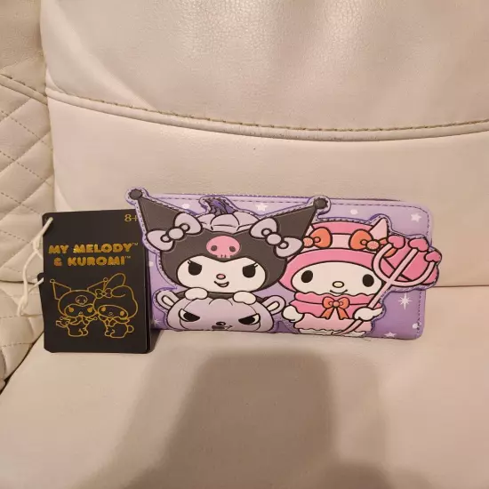 Loungefly Sanrio Kuromi Pumpkin Light Up Glow Mini Backpack & Wallet Set