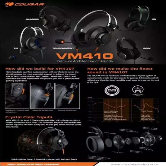 COUGAR Gaming Headset VM410, Brand New, Factory Sealed