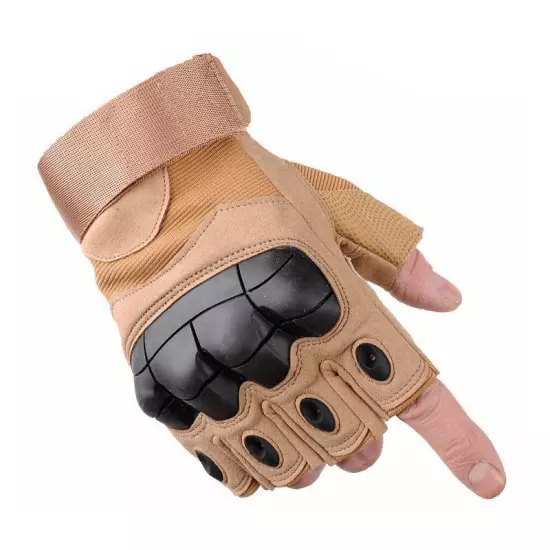 Outdoor Fingerless Gloves Hard Knuckle Paintball Hunting Combat Riding Hiking