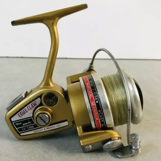 Vintage Eagle Claw Blue Pacific 1300 Spinning Reel Japan Nice Reel Minimal Wear