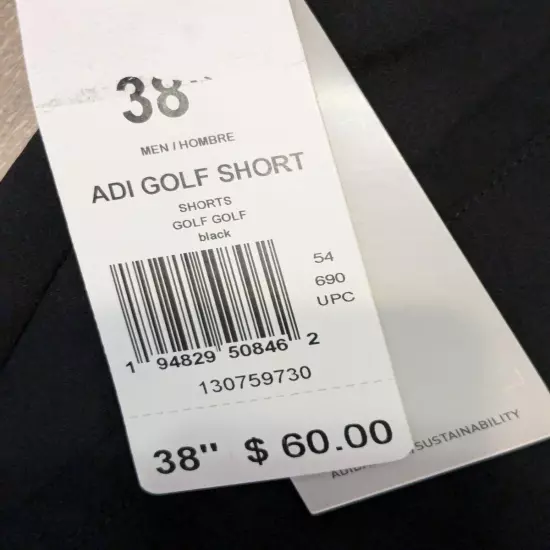 ADIDAS Adi Golf Shorts Men's SIZE 38 Black Three Stripes Logo GU2683 NWT $60