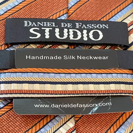 Daniel De Fasson Studio Orange Blue Hand Made 100% Silk Made In China