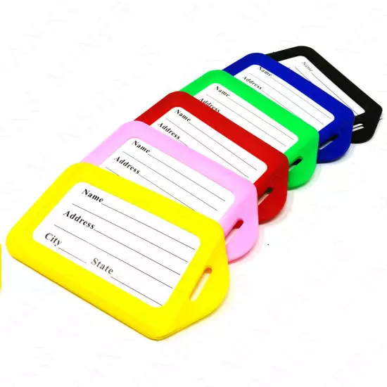 10-Pack Luggage Tags Travel Suitcase Bag Tag Name Address ID Plastic Labels