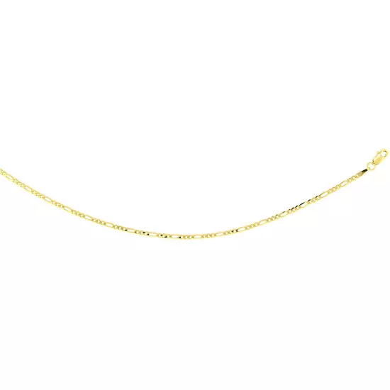 10k Solid Yellow Gold Figaro Chain Necklace 2.23mm-10.25mm Sz 16-30 Inches