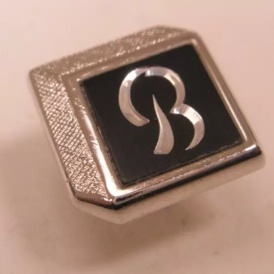 B Monogram Initial Letter Vintage SWANK Tie Tack Lapel Pin bob ben bill bart bur