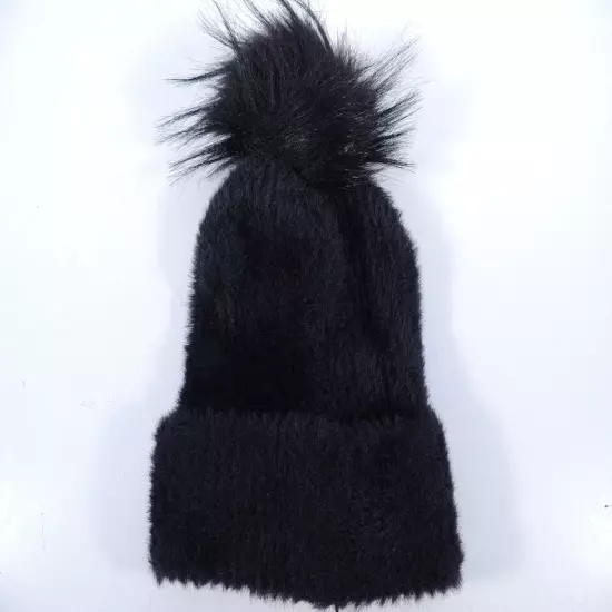 Calia by Carrie Underwood Black Fuzzy Soft Pom Beanie Hat CAC7018 One Size New