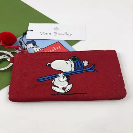 Vera Bradley PEANUTS Ski Slope Snoopy Red Zip Red ID Zip Case & Lanyard NWT