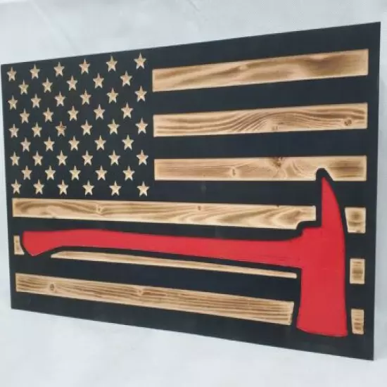 Hidden gun storage American Flag firefighter axe thin red line secret cabinet