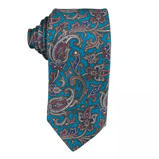 John Ashford Necktie 100% Silk Luxury 3"x 55" Paisley Multicolor Tie Made in USA