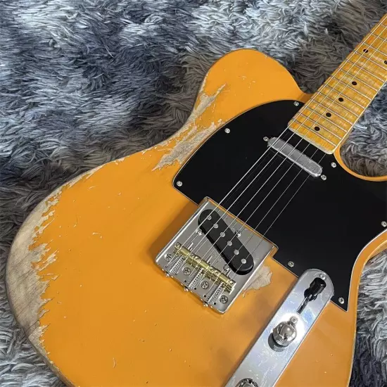 in stock Heavy relic aged orange electric guitar old Telecaster shipping quickly