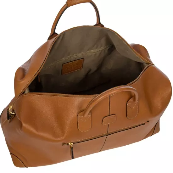 SALE Brics LIFE PELLE 18'' CARGO DUFFLE BAG 100% Italian Leather - TAN