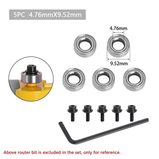 10pc Set Router Bit Top Mounted Ball Bearing Guide For Router Bit Bearing Repair