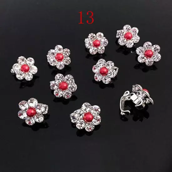 10PC Mini Claw Clamp Sweet Girls Hair Clip Metal Rhinestone Crystal Flower WOMEN