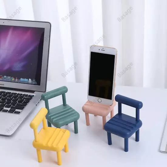 Phone Holder Chair Plastic Carved Modern Multicolor Solid Small Desktop Decor