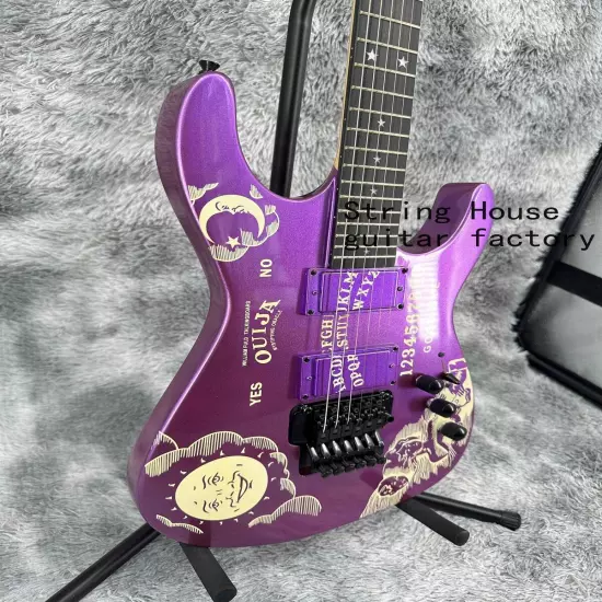 ST Custom Purple Ouija Electric Guitar Black Part Basswood Body High Quality