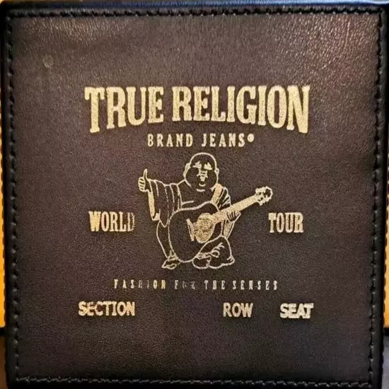  TRUE RELIGION WORLD TOUR brand Wallet genuine leather BLACK soft bifold 