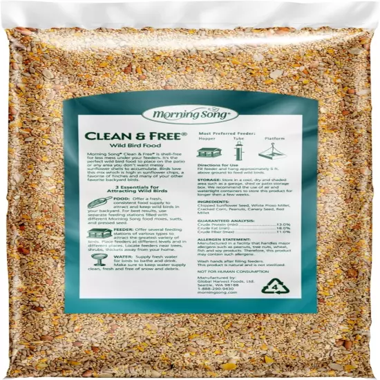 Clean & Free Shell Free Wild Bird Food, Premium No Mess Bird Seed for outside Fe