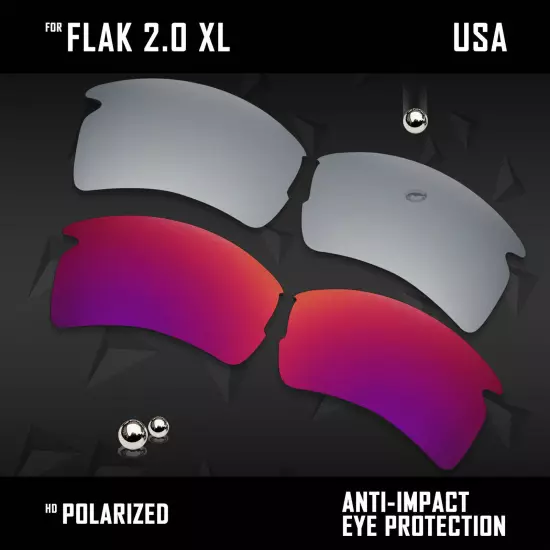 Anti Scratch Polarized Replacement Lenses for-Oakley Flak 2.0 XL OO9188 Options