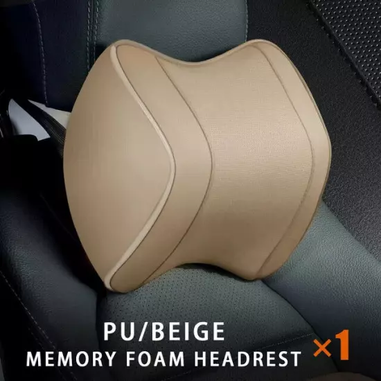 PU Leather Headrest Pillow Universal Car Neck Rest Head Support Cushion Set