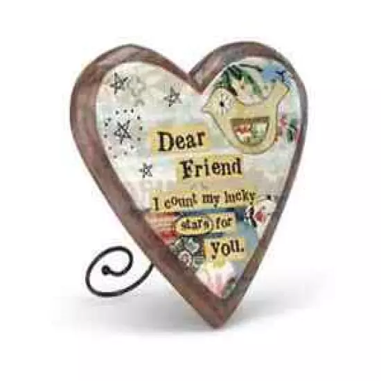 Friend Wood Carved Heart Plaque Kelly Rae Roberts wood metal 