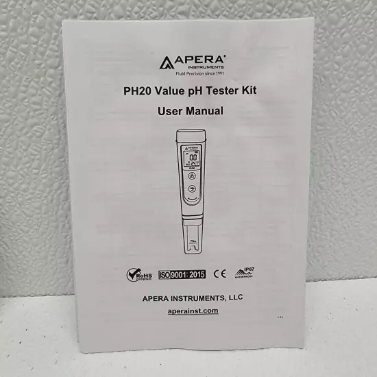 Apera Instruments Value Series PH20 pH Tester, Lanyard & Case - Works!