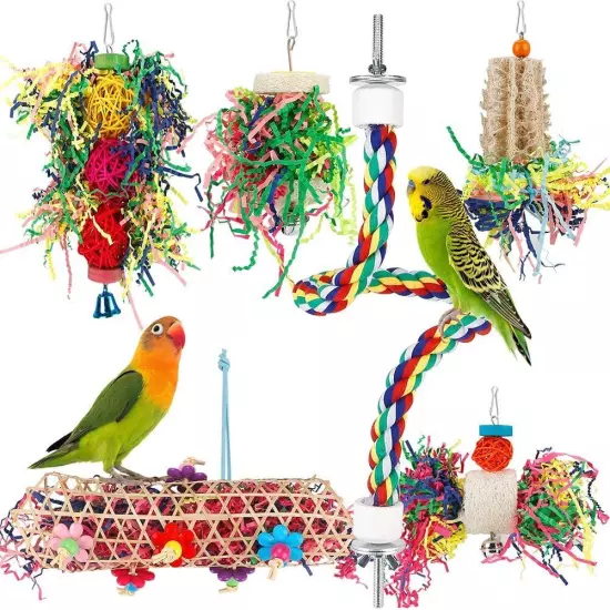 Bird Toys Shredding Foraging Parakeet Toy Chewing With Rope Perch 