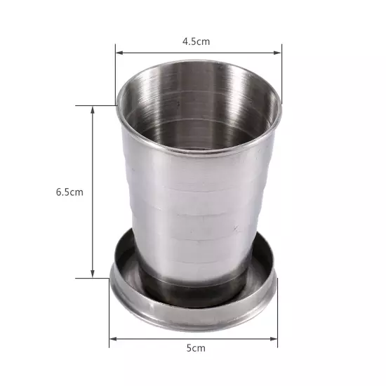 S/M/L Stainless Steel Travel Folding Cup Camp Keychain Retractable Telescopic