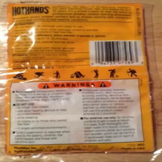 HOTHANDS HAND WARMERS PACK OF 2 10 hours of heat