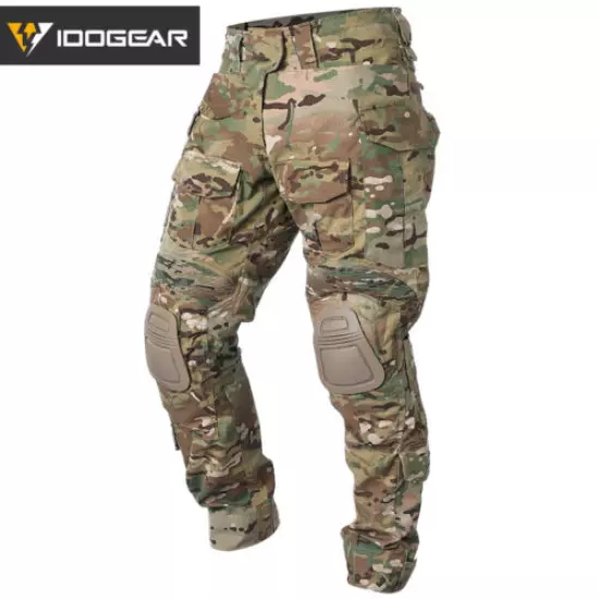 IDOGEAR G3 Combat Pants w/ Knee Pads Airsoft Tactical Trousers Camo Multicam