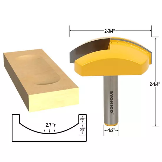 Elaborate 2 Bit Crown Cap Molding Router Bit Set - 1/2" Shank - Yonico 16214