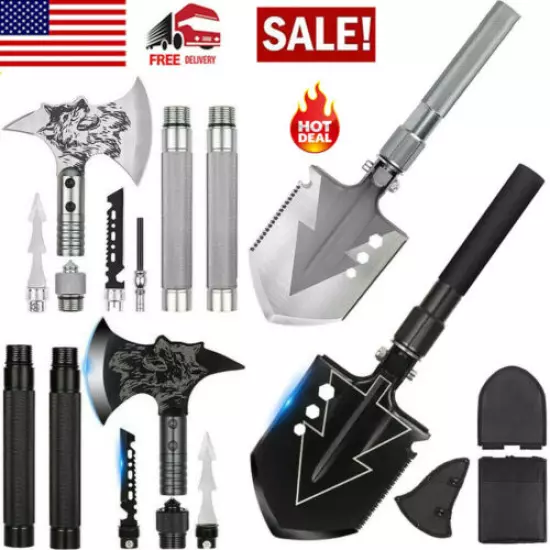 Folding Shovel Camping Axe Survival Hatchet Kit Tactical Emergency Hunting Tool