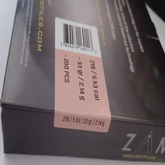 ZAN Projectiles Slug HP .218 Cal, 33 gr, 200 PCS & 30.5 gr 200 pc - Airgun Slugs