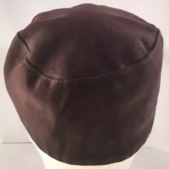 Vintage Brown Suede Cadet Style Hunting Hat Cap with Ear Flaps Size 7 1/8